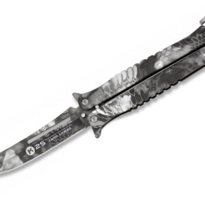 Nóż motylek K25 02142 Balisong Black Phyton