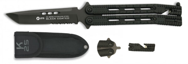 Nóż motylek K25 36215 Balisong Black Serr - obrazek 2