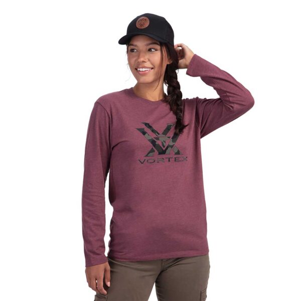 Koszulka damska Vortex Camo Core Logo LS burgundowa - obrazek 2